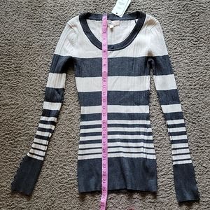 Pink Republic Large Beige and Grey Striped Blouse